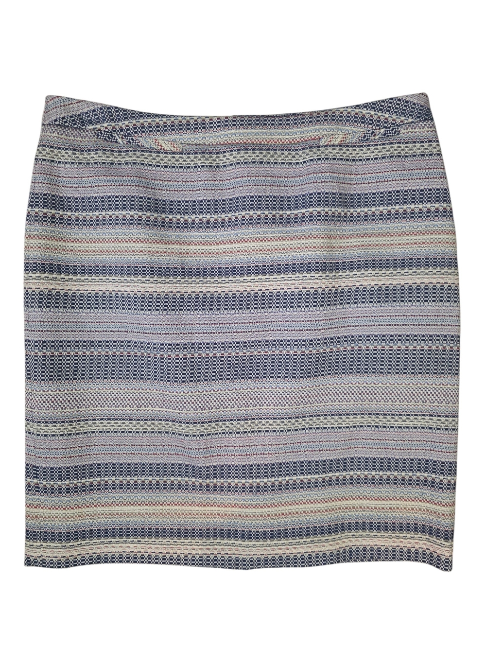 Halogen Striped Woven Pencil Skirt in Navy, Cream, and Pink